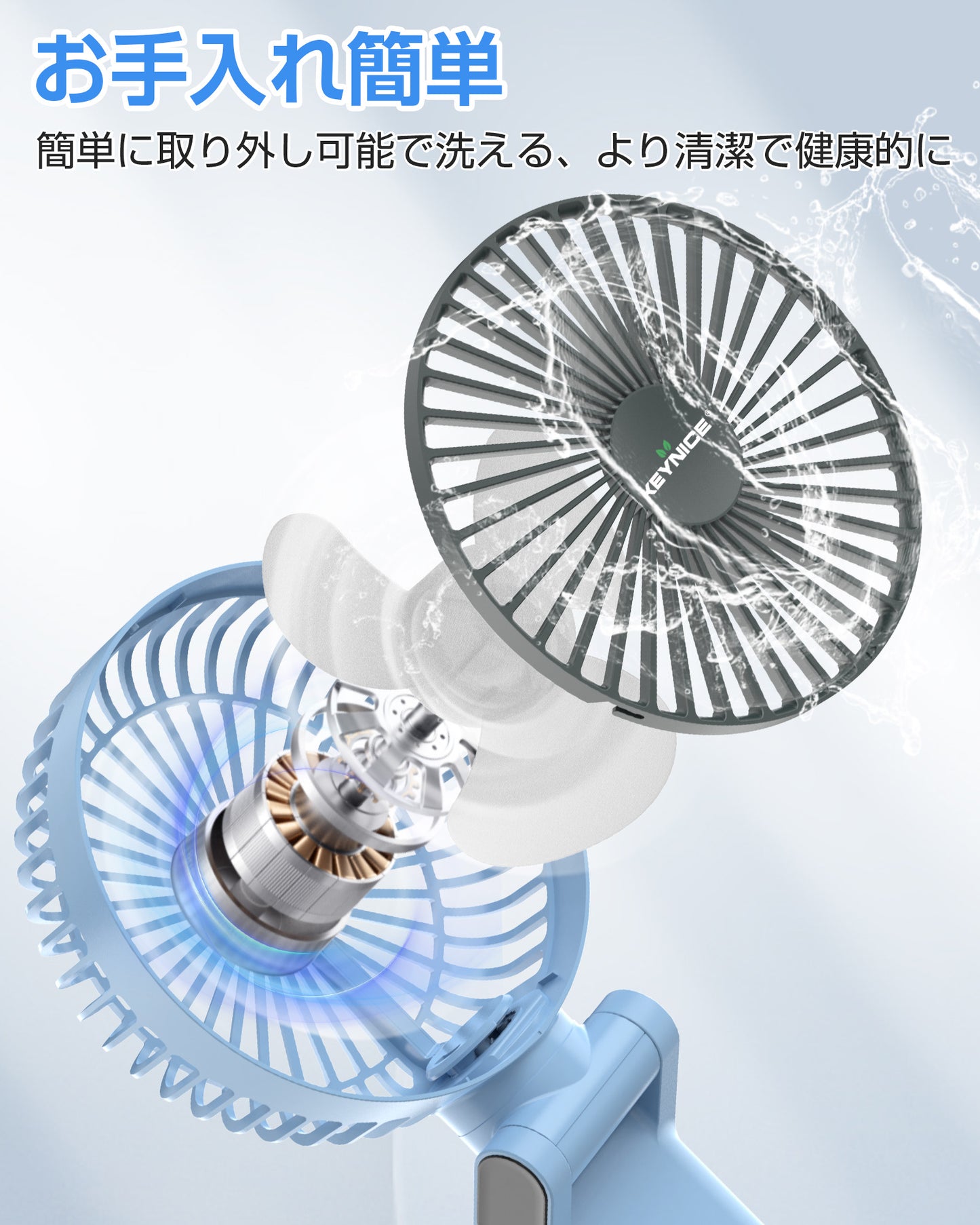 マグネット式充電扇風機|首振り&クリップ分離型|多機能KN-175