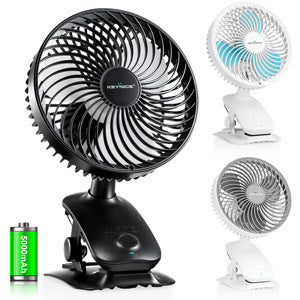 Clip and tabletop fan, oscillating, rechargeable, 3 airflow levels + rhythm, quiet, 16cm, wall-mountable, quiet KN-618