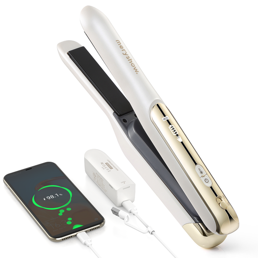 【充電式/機内持ち込み可】コードレスヘアアイロン MS2612｜脱着式バッテリー・海外電圧対応｜3段階温度調節(160℃/180℃/200℃)｜急速加熱｜コンパクト設計｜旅行・外出用｜前髪ケア｜全髪質対応｜男女兼用