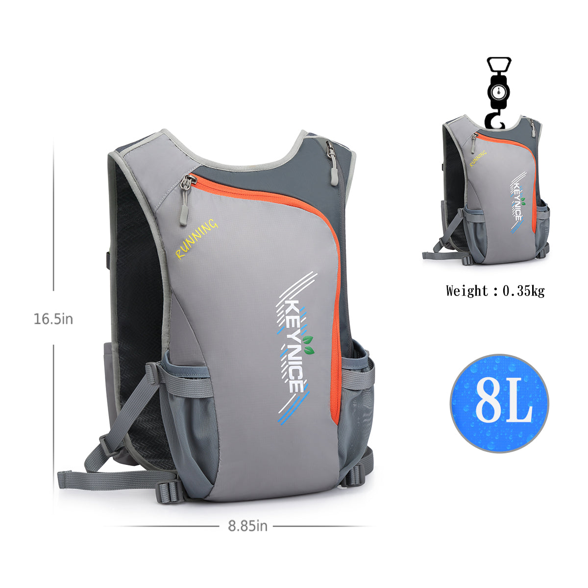 Keynice Running Hydration Vest Backpack, Lightweight for Hiking Trail Running Cycling Marathon KN-2904