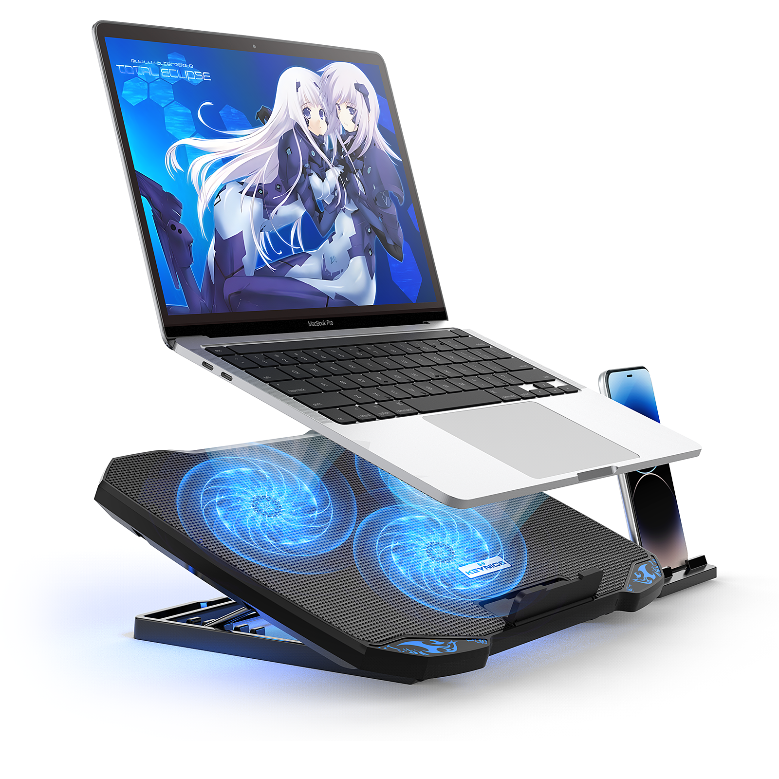 KEYNICE ノートパソコン 冷却パッド 冷却台 PCクーラー 3連ファン 静音