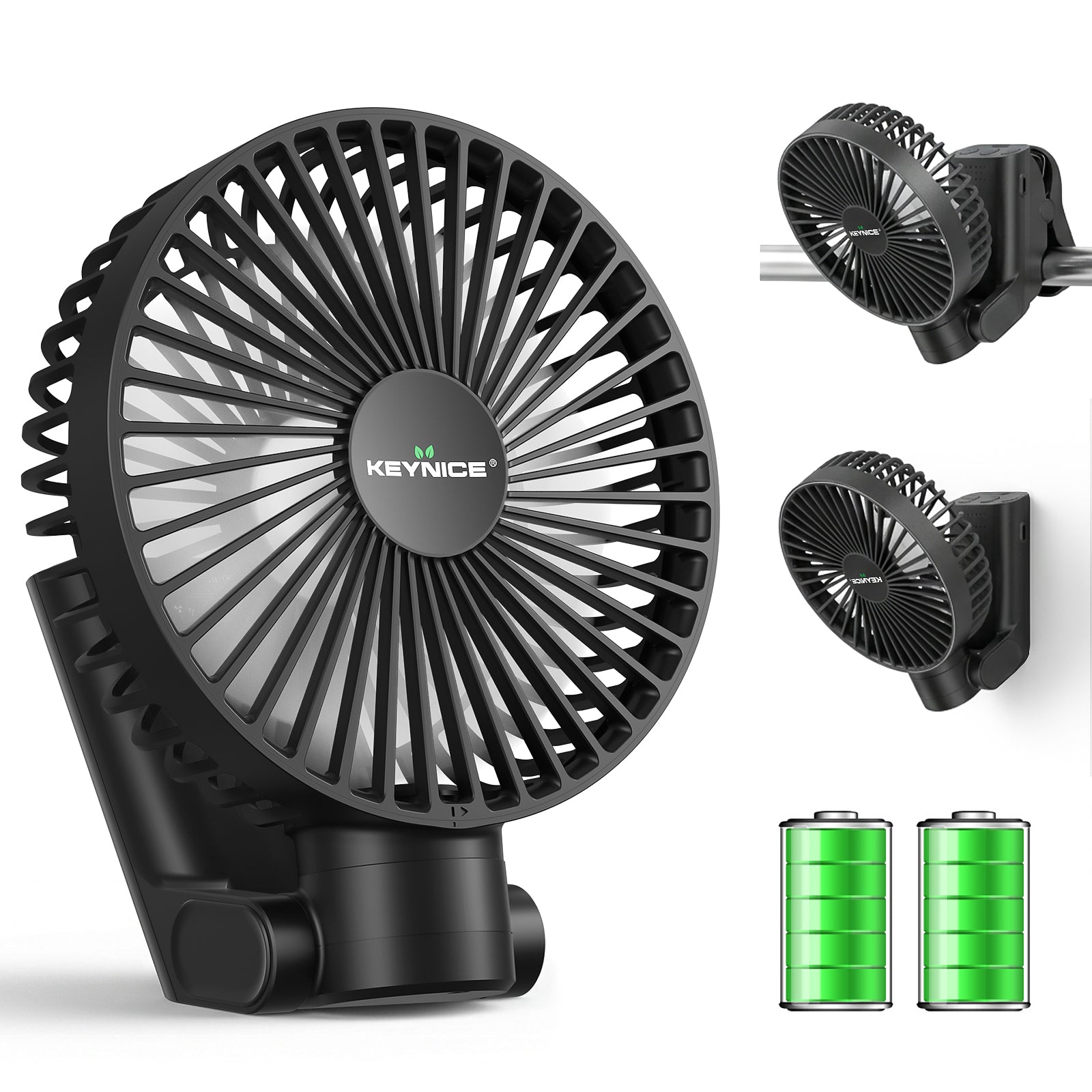 KEYNICE 卓上扇風機 クリップ マグネット 小型 USB充電式 5000mAh 自動