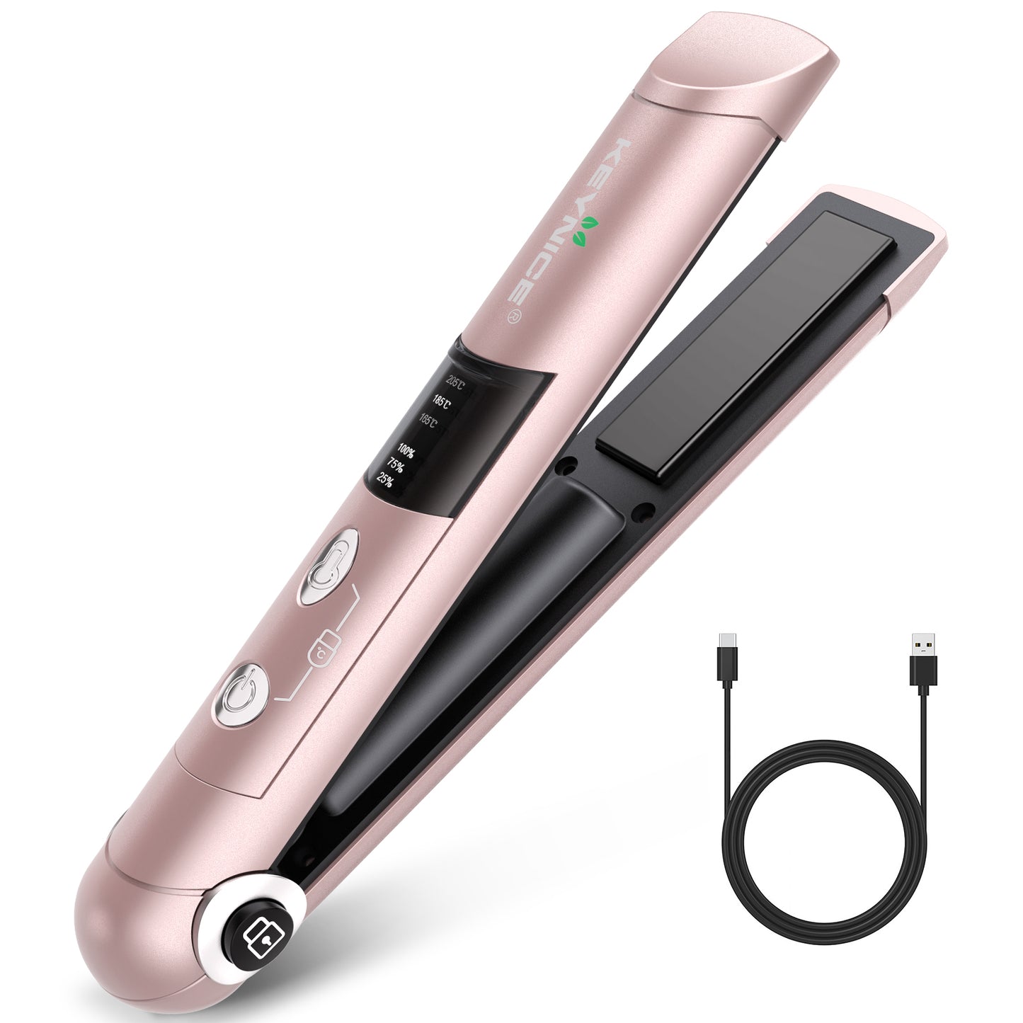 KEYNICE コードレス ヘアアイロン 2WAY ストレート カール ミニ コンパクト USB充電式 クッションプレート 前髪 持ち運び 旅行 KN-2606