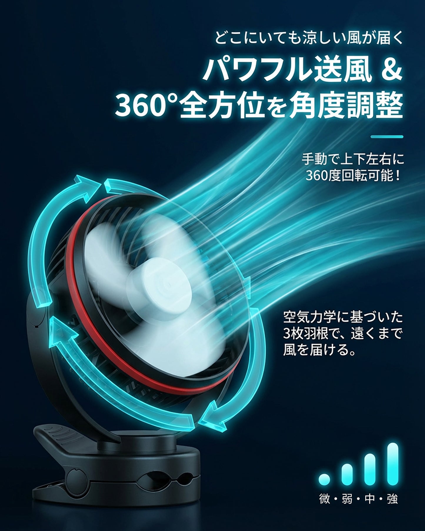 KEYNICE 卓上扇風機 クリップ USB充電式 7000mAh 大容量 コードレス LEDライト付き 4WAY 静音 小型 キャンプ 防災 車中泊 KN-871