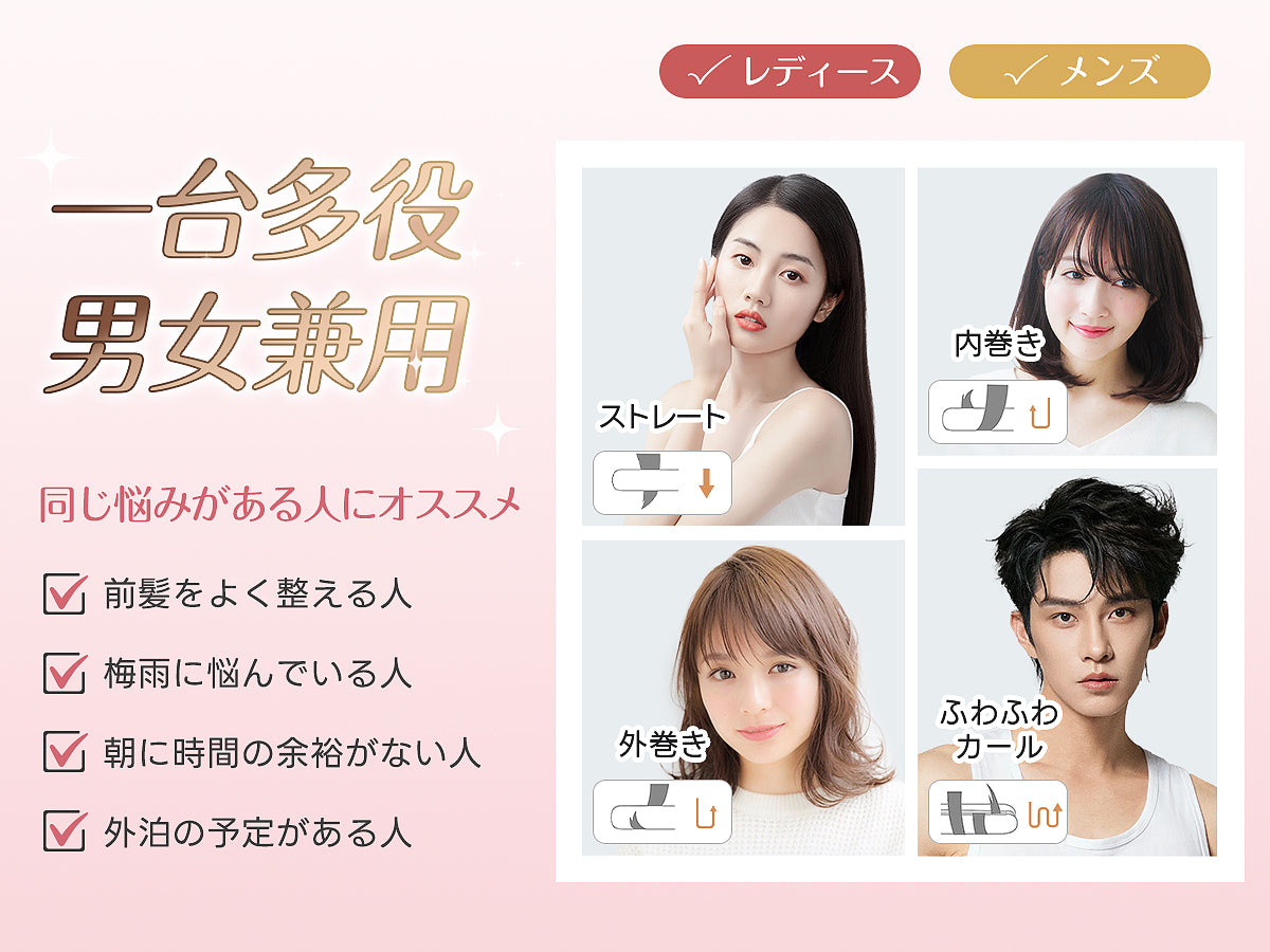 【充電式/機内持ち込み可】コードレスヘアアイロン MS2612｜脱着式バッテリー・海外電圧対応｜3段階温度調節(160℃/180℃/200℃)｜急速加熱｜コンパクト設計｜旅行・外出用｜前髪ケア｜全髪質対応｜男女兼用