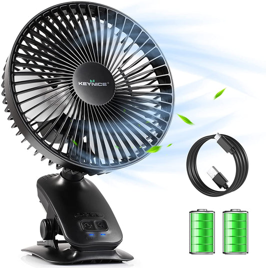 【Keynice】卓上とクリップ扇風機 首振り 充電式 3段階風量+リズム 切タイマー KN-818